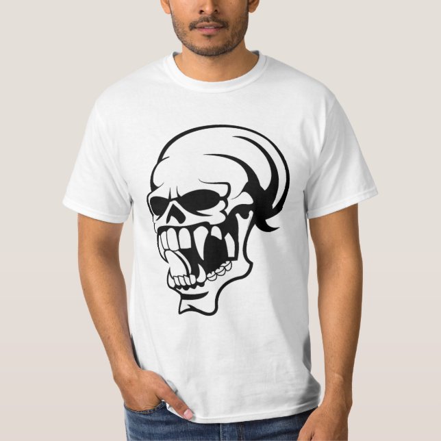Camiseta - Impressão Preto e Branco de Caveira Ass (Frente)