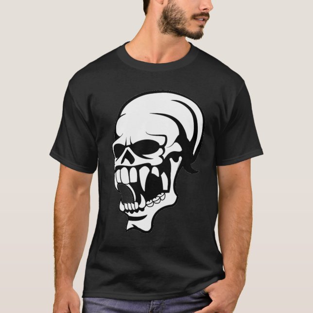 Camiseta - Impressão Preto e Branco de Caveira Ass (Frente)