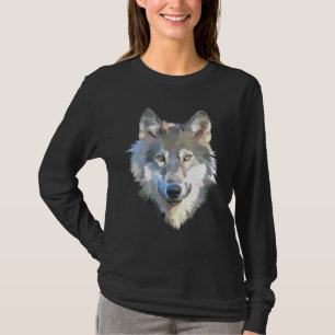 Camiseta Impressão realista em animais de lobo branco reali