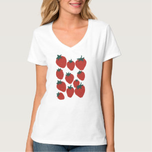 Camiseta Impressão Risografia de Morango Vermelho Arte de P