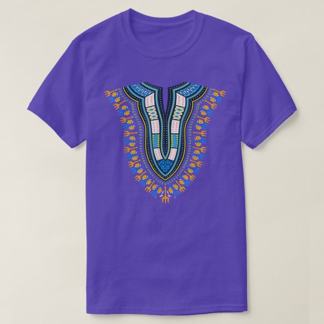 Camiseta Impressão Tradicional de roupas do africano Dashik (Frente do Design)
