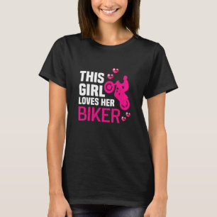 Camiseta Impressão traseira Esta garota ama seu motociclist