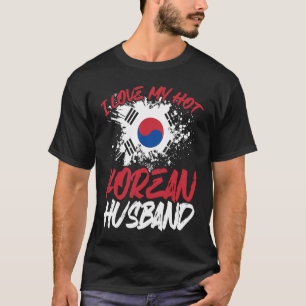 Camiseta Impressão traseira Eu Amo Meu Marido Coreano Quent