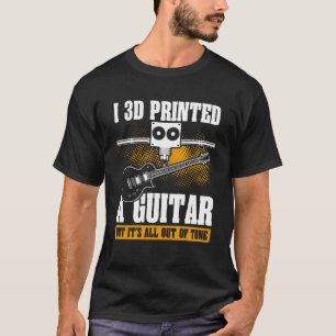 Camiseta Impressão traseira I 3d Imprimiu uma guitarra, mas