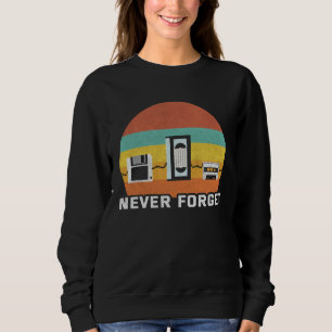 Camiseta Impressão traseira Nunca esqueça dispositivos retr