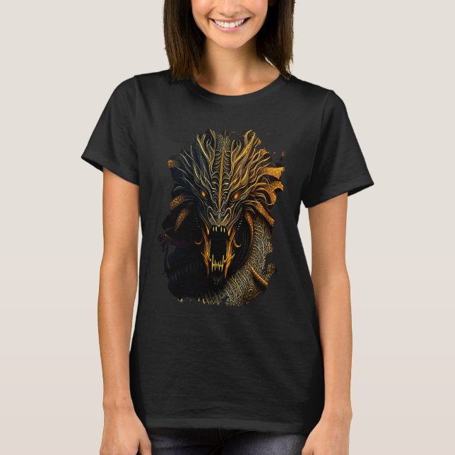 Camiseta Impressão traseira O poderoso dragão de fantasia d (Frente)