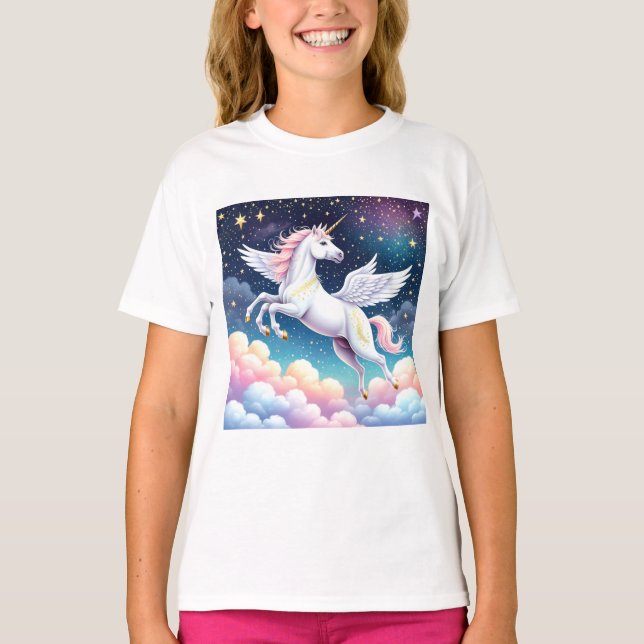 Camiseta Impressão Unicorn voadora (Frente)