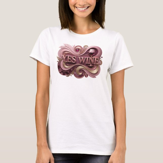 Camiseta Impressão Vermelha Moderna VINHO Sim (Frente)