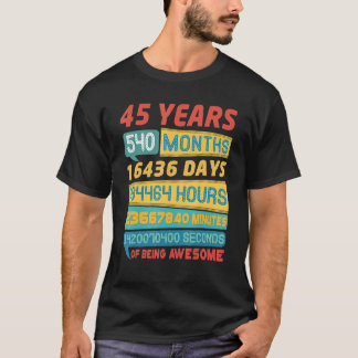 Camiseta Impressionante 45 anos Vintage 45º aniversário 1