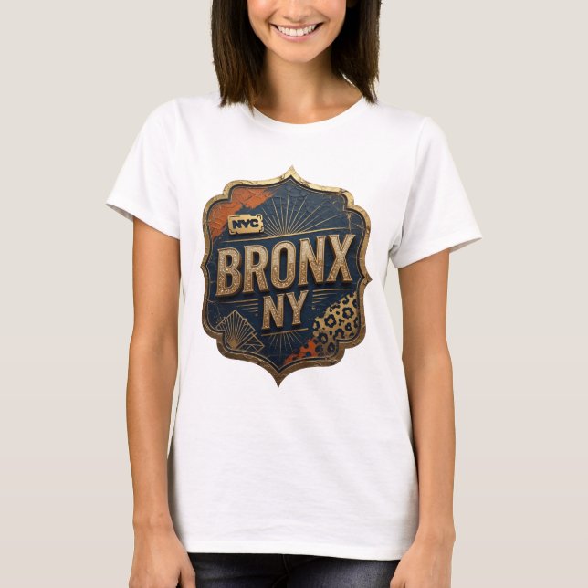 Camiseta Impressionante BRONX NY Dourado Impressão (Frente)