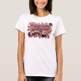 Camiseta Impressionante Estampa Rosa O VINHO É MEU MELHOR A