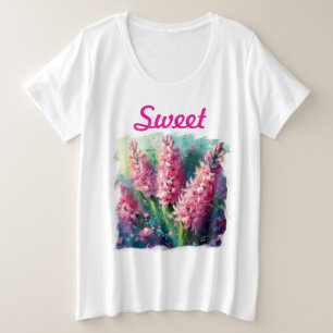 Camiseta Impressionante Floral de Hiacintos Rosa