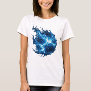 Camiseta Impressionante impressão de CHAMA AZUL prateada
