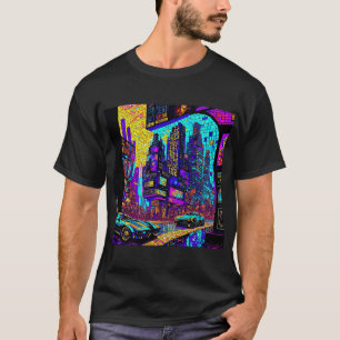 Camiseta Impressionante Mosaico, Vidro Escondido Neon Cyber