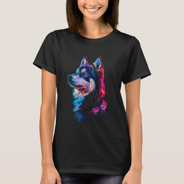 Camiseta Impressionismo engraçado do Husky Siberiano (Frente)