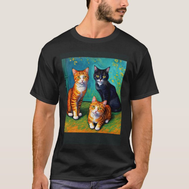 Camiseta Impressionismo Impressionista Surreal Gatos 2 (Frente)