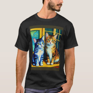 Camiseta Impressionismo Impressionista Surreal Gatos 3