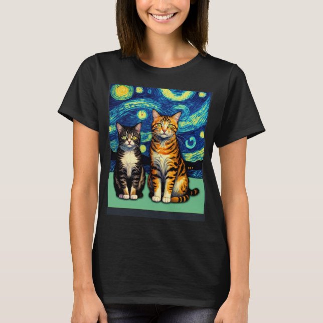 Camiseta Impressionismo Impressionista Surreal Gatos 4 (Frente)