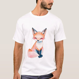 Camiseta Impressionista Watercolor Fox com Cogumelos