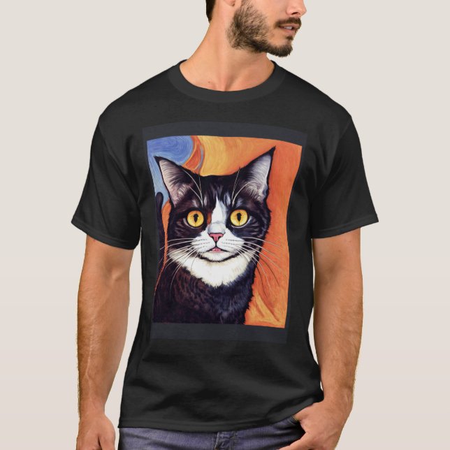 Camiseta Impressionistic  Cat Screaming Impressionism Cats  (Frente)