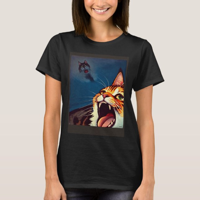 Camiseta Impressionistic  Cat Screaming Impressionism Cats  (Frente)