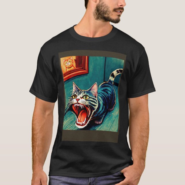 Camiseta Impressionistic  Cat Screaming Impressionism Cats  (Frente)