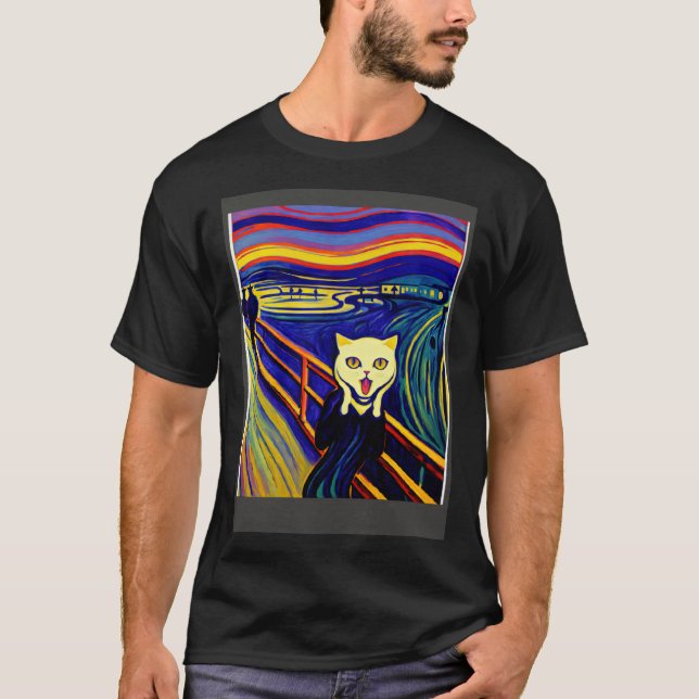 Camiseta Impressionistic  Cat Screaming Impressionism Cats  (Frente)
