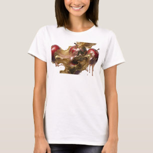 Camiseta impressiva com estampa de maçã abstrata v