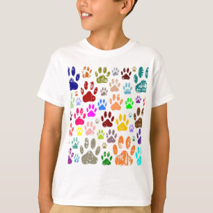Camiseta Impressões coloridas de pata de cachorro