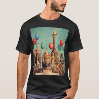 Camiseta Impressões de Arte de Animais de Zoológico Diverti