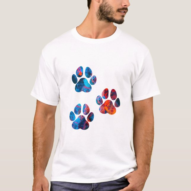 Camiseta Impressões de pata de cão - Tinta na água (Frente)
