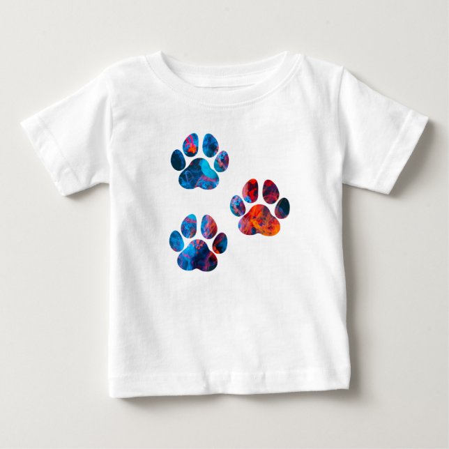 Camiseta Impressões de pata de cão - Tinta na água (Frente)