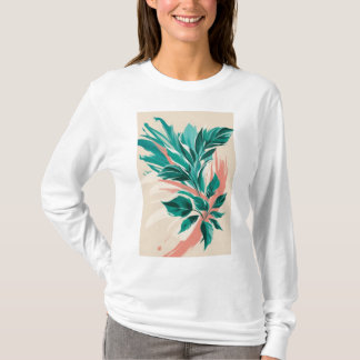 Camiseta Impressões florais de tamanho elevado