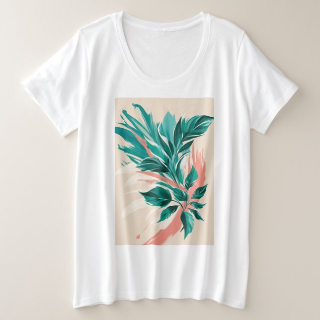 Camiseta Impressões florais de tamanho elevado (Frente do Design)