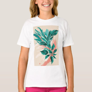 Camiseta Impressões florais de tamanho elevado