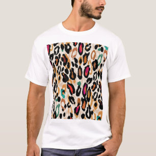 Camiseta Impressões nefastas vívidas de animais leopardo