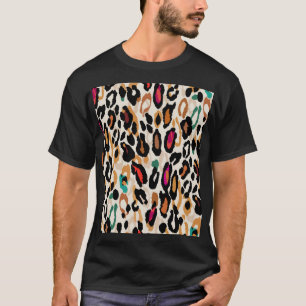 Camiseta Impressões nefastas vívidas de animais leopardo
