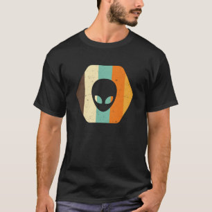 Camiseta Impressões retros da cor do UFO da alienígena do