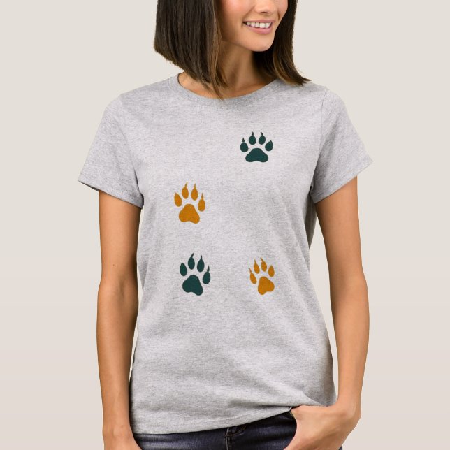 Camiseta Impressoras de pata de gatos-da-safra - Pegadas de (Frente)