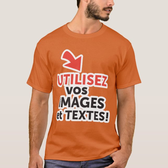 Camiseta Imprima seus designs online DIY em Português (Frente)