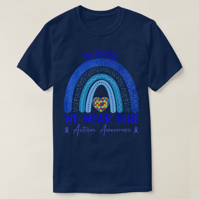 Camiseta In April We Wear Blue Autism Awareness Month Puzzl (Frente do Design)