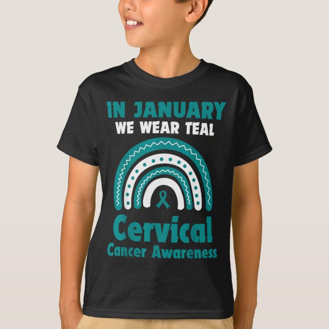 Camiseta In January We Wear Teal Cervical Cancer Awareness  (Frente)