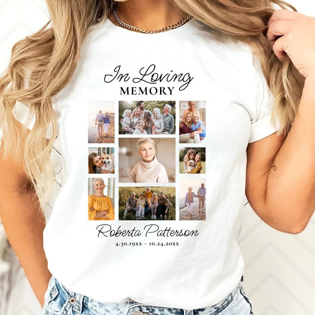 Camiseta In Loving Memory Photo Collage Funeral Memorial  (Criador carregado)