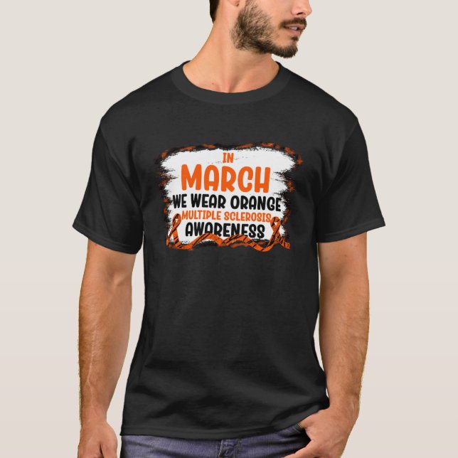 Camiseta In March We Wear Orange Ribbon Men Women MS Awaren (Frente)