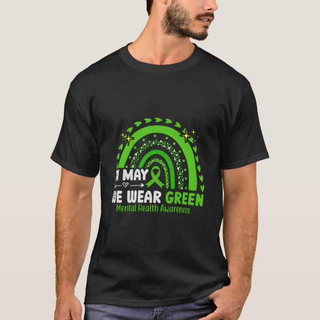 Camiseta In May We Wear Green For Tal Health Awareness Rain (Frente)
