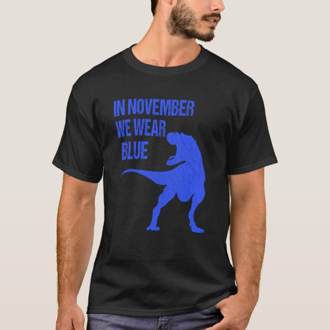 Camiseta In November We Wear Blue Rex Dinosaur Diabetes Awa (Frente)
