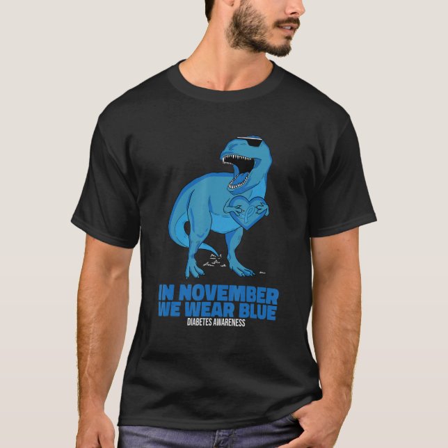 Camiseta In November We Wear Blue Rex Dinosaurs Diabetes Aw (Frente)