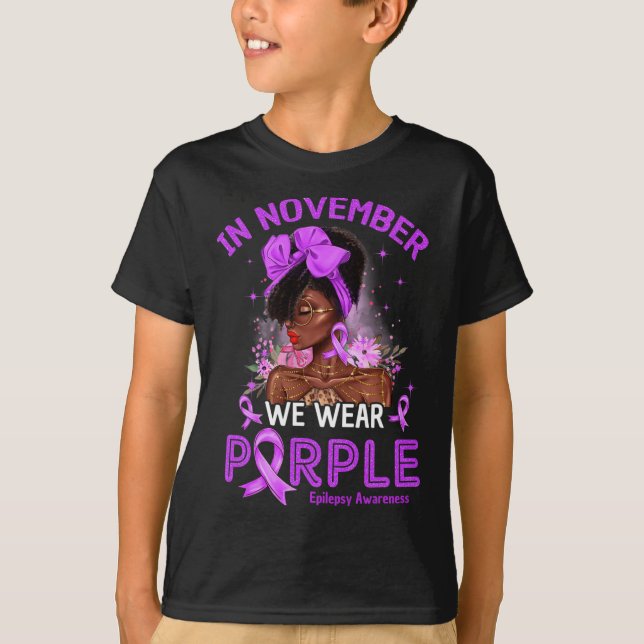 Camiseta In November We Wear Purple Black Women Epilepsy Aw (Frente)