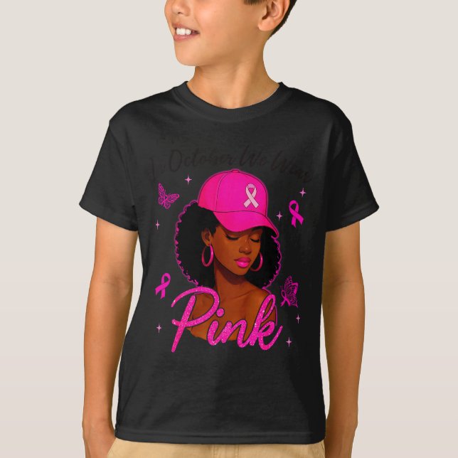 Camiseta In October We Wear Nk Black Women Breast Cancer Aw (Frente)