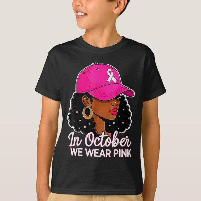 Camiseta In October We Wear Nk Black Women Breast Cancer Aw (Frente)